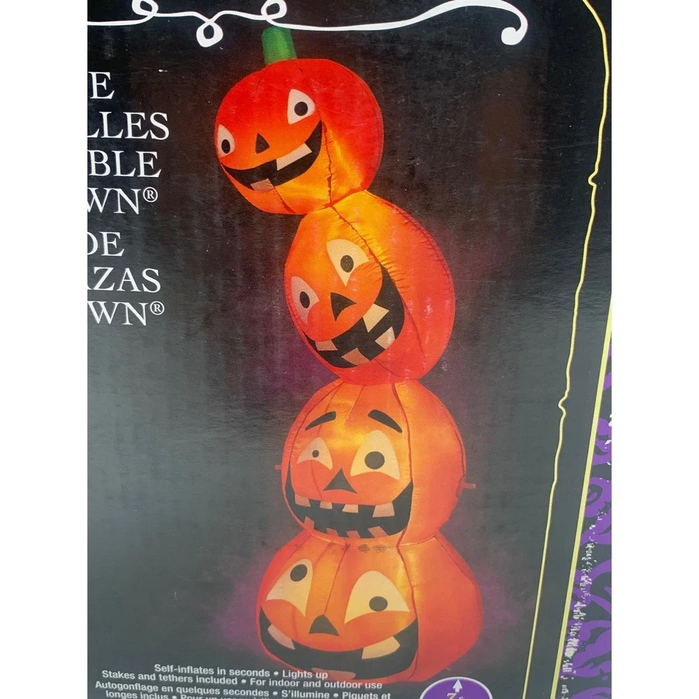 7ft Airblown Pumpkin Stack Inflatable - Holiday Living Orange LED Halloween